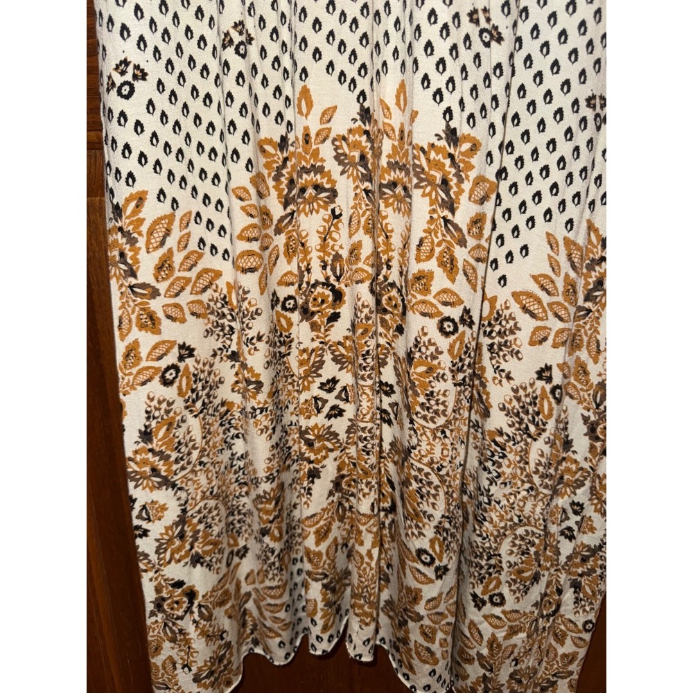 Free People Antique Combo Column Asymmetric Midi Skirt Size M White Black Print